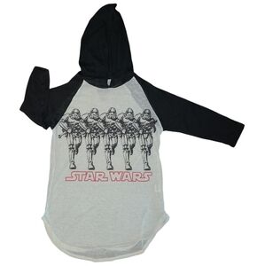 Star Wars women's storm trooper hooded 3/4sleeve raglan black and white size M